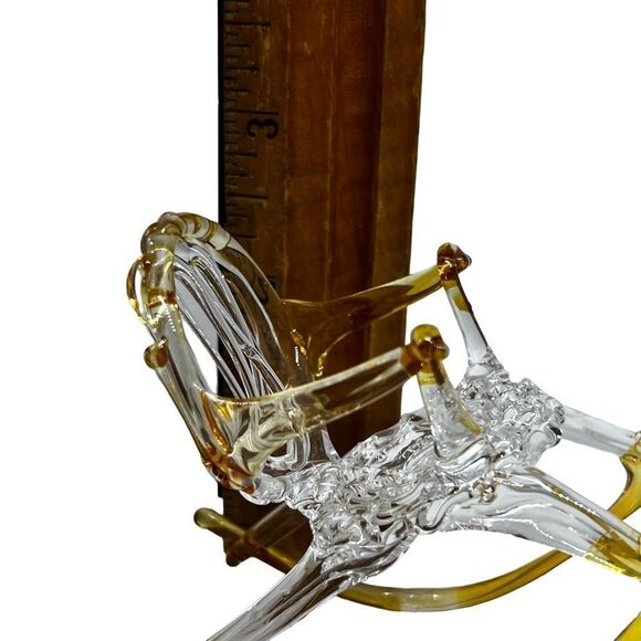 Vintage SPUN GLASS ROCKING CHAIR 2” Hand Made one of a Kind Rare - Picture 5 of 5